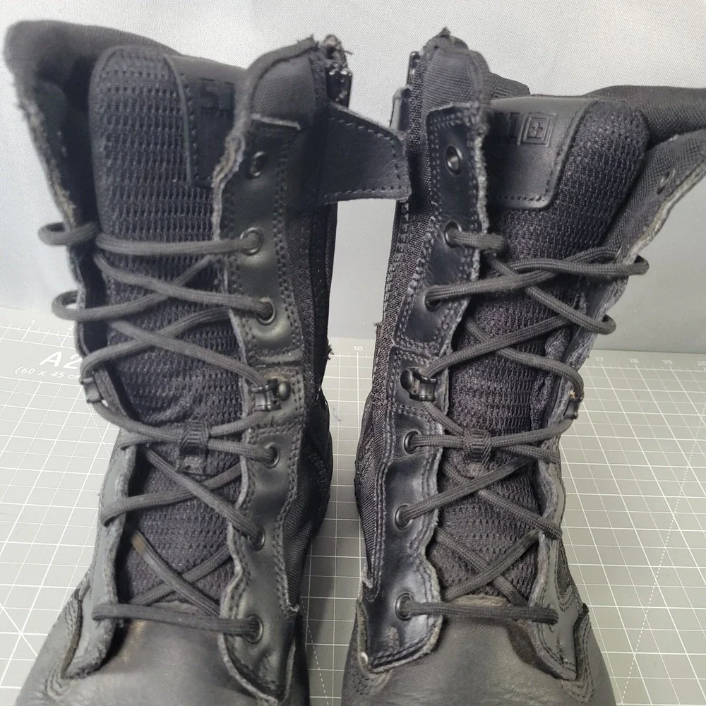 5.11 Tactical Boots Mens ATAC 2.0 8 Inch Side Zip Black Leather 12391 Size 9.5